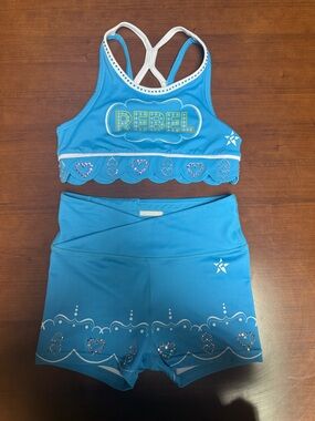 Youth Blue REBEL Sports Bra & Shorts Set